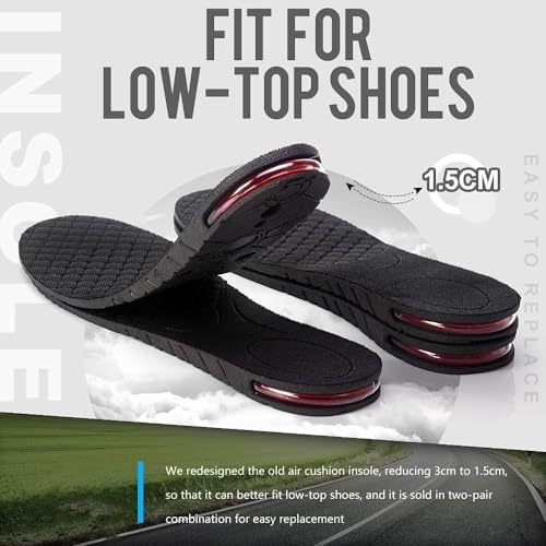 Image of High Density Memory Foam Height Insoles for Men & Women | Anti-Fatigue Shoe Inserts | Heel Pain Relief, Arch Support & Shock Absorption | Soft Breathable Comfortable Insoles for Daily Use, Sports & Work (US 7-12) (Black)