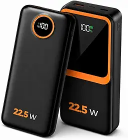 Carregador Portátil (Power Bank) 20000Mah Turbo 22.5w Carregamento Ultra Rápido PD Visor Led com 2 Saídas Compatível com Android e IOS (Preto) (Preto)
