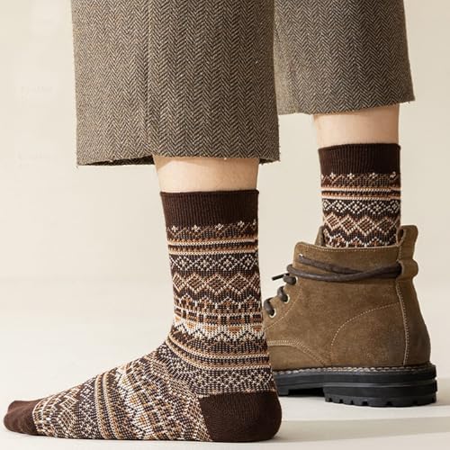 CHUNFO Womens Striped Crew Socks Retro Cotton,Boot,Slipper,Sneaker,Sock,Large Size6-113