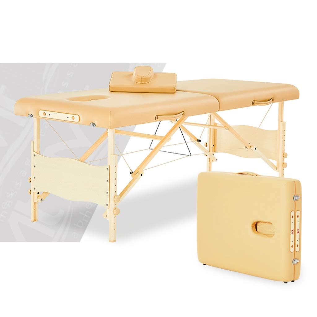 Mesas de SPA Camilla de Masaje portátil de 2 Secciones Ancho 71 cm Colchón de 5 cm de Espesor Espuma Reiki Comodidad Superior Estuche de Transporte Resistente de Lujo (Beige)