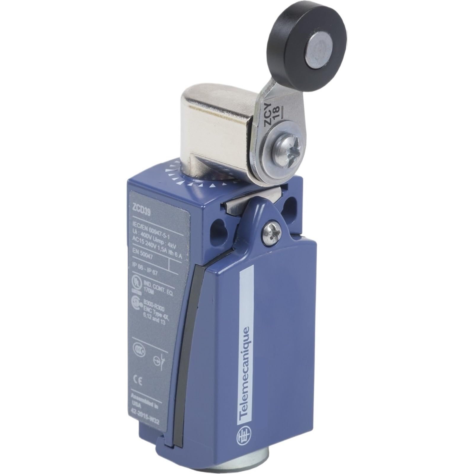 Interrupteur de fin de course XCKD2118P16, Interrupteurs de fin de course XC Standard, levier à galet thermoplastique, 1NC+1NO, M16