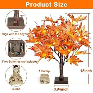 FastDeng 1.5ft Lighted Maple Tree, Artificial Fall Tree Light, Timer 36 LED Light, 72 Leaves, 6 Acorns Autumn Tabletop Tree Battery Operated for Indoor Fall Harvest Home Decor, Thanksgiving Decoration FastDeng 15ft Lighted Maple Tree Artificial Fall Tree Light Timer 36 LED Light 72 Leaves 6 Acorns Autumn Tabletop Tree Battery Operated for Indoor Fall Harvest Home Decor Thanksgiving Decoration