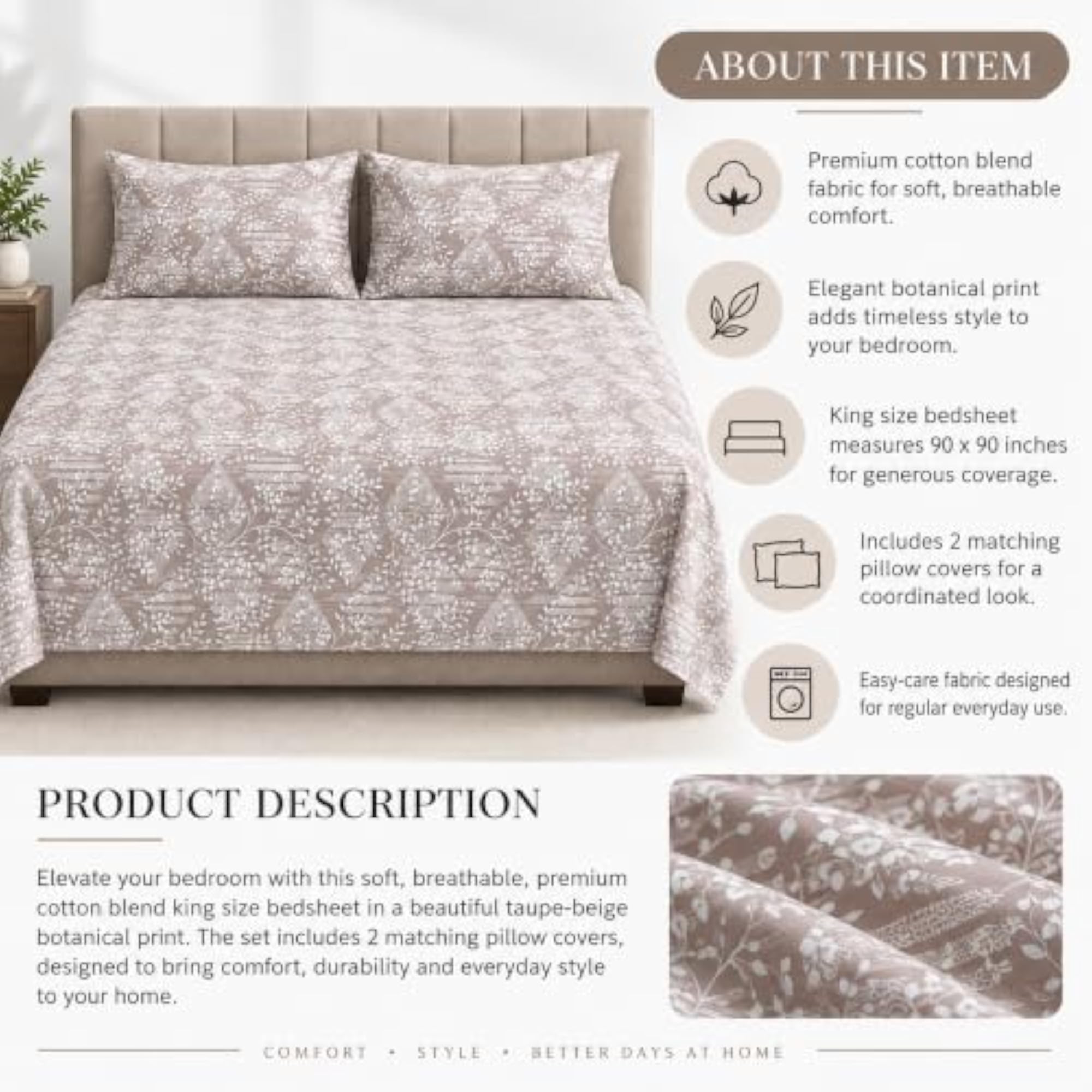 Lux King Size Bedsheet with 2 Pillow Covers