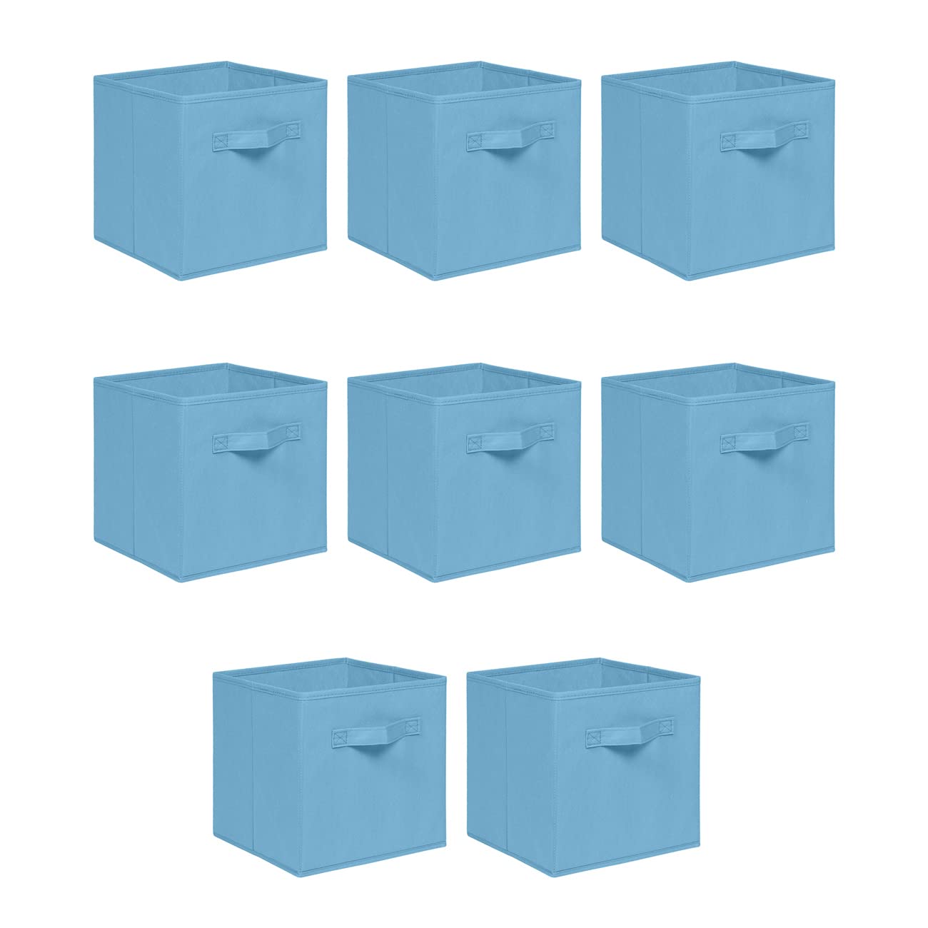 NICEME Foldable Cube Storage Unit Boxes, Non-Woven Fabric Storage Boxes Set, Clothes Drawers for Shelves, 26.5x26.5x28 cm (Light Blue, Set of 8)