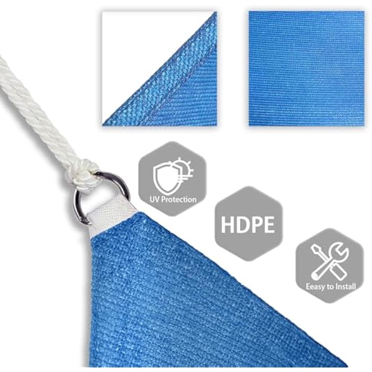 Patio Paradise 12' x 16' Sun Shade Sail Rectangle Canopy Patio Cover Sunlight Block Awning Heavy Duty Commercial Grade for Backyard Lawn Garden Outdoor Activities, Blue