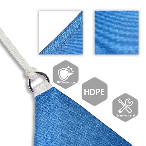 Patio Paradise 8\' x 8\' Sun Shade Sail Rectangle Canopy Patio Cover Sunlight Block Awning Heavy Duty Commercial Grade for Backyard Lawn Garden Outdoor Activities, Blue - Thumbnail 3