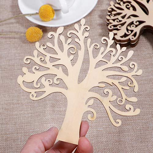 Winomo Blank Wooden Wood Shapes Family Tree Wooden Craft Tree Embellishments For Diy Crafts - 10Pcs #TOP4