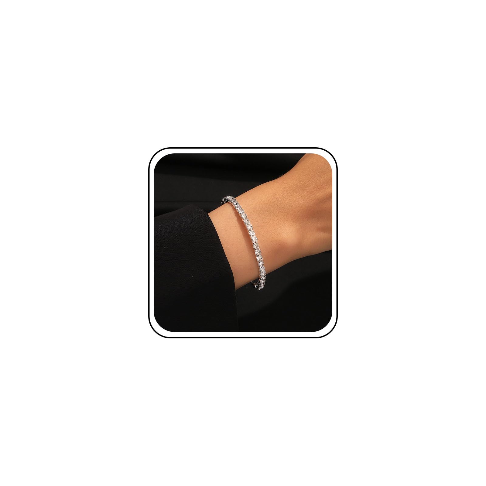 Inateannal Circonio Cúbico Pulsera De Tenis De Plata Brazalete De Diamantes De Imitación Brazalete De Cristal Brazalete Brazalete Abierto Chispa Cz Joyería Pulsera Novia Para Las Mujeres Y Las Niñas