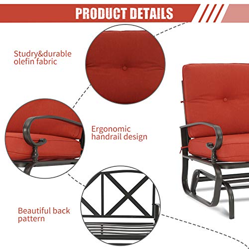 image for Omelaza Outdoor Swing Glider Rocking Bench, Garden Loveseat Chair, Pat