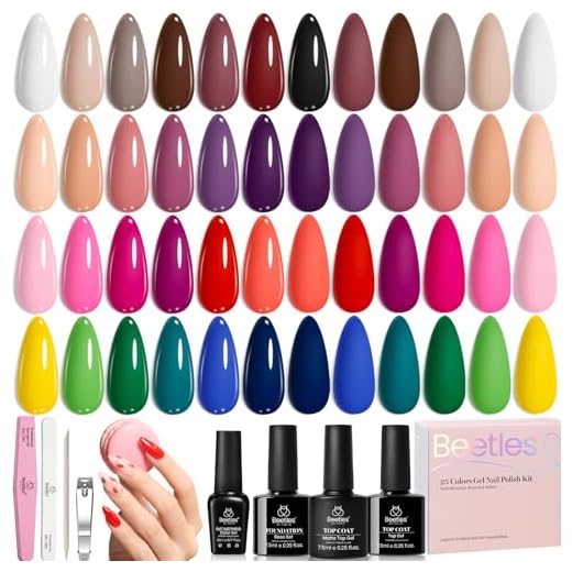 beetles Gel Polish Esmalte Em Beetles, Conjunto Com 25 Cores, Nude, Rosa, Vermelho, Azul, Coleção De Roupas Chiques 3 Peças Base, Top Coat, Kit Manicure, Salão, Faça Você Mesmo, Presente Para Casa,