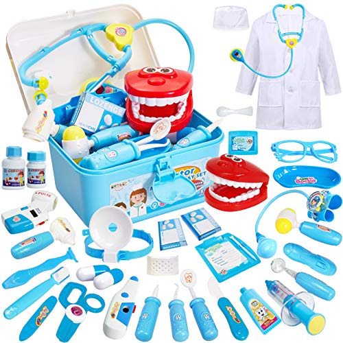 Buyger 35 Piezas Maletin Medicos Doctora Juguete Disfraz Kit Juego Accesorios de rol