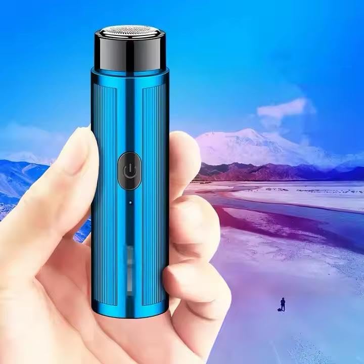 Mini Portable USB Rechargeable Electric Shaver – Compact & Waterproof Razor for Men & Women | Travel-Friendly, Precision Grooming for Face & Body | Ultra-Smooth Dry Shave | USB Charging - Blue image 5