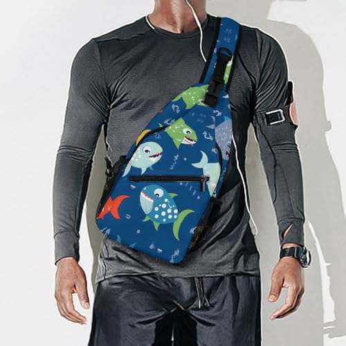 Mochila deportiva tipo bandolera Cute Ocean Fish miniatura 7
