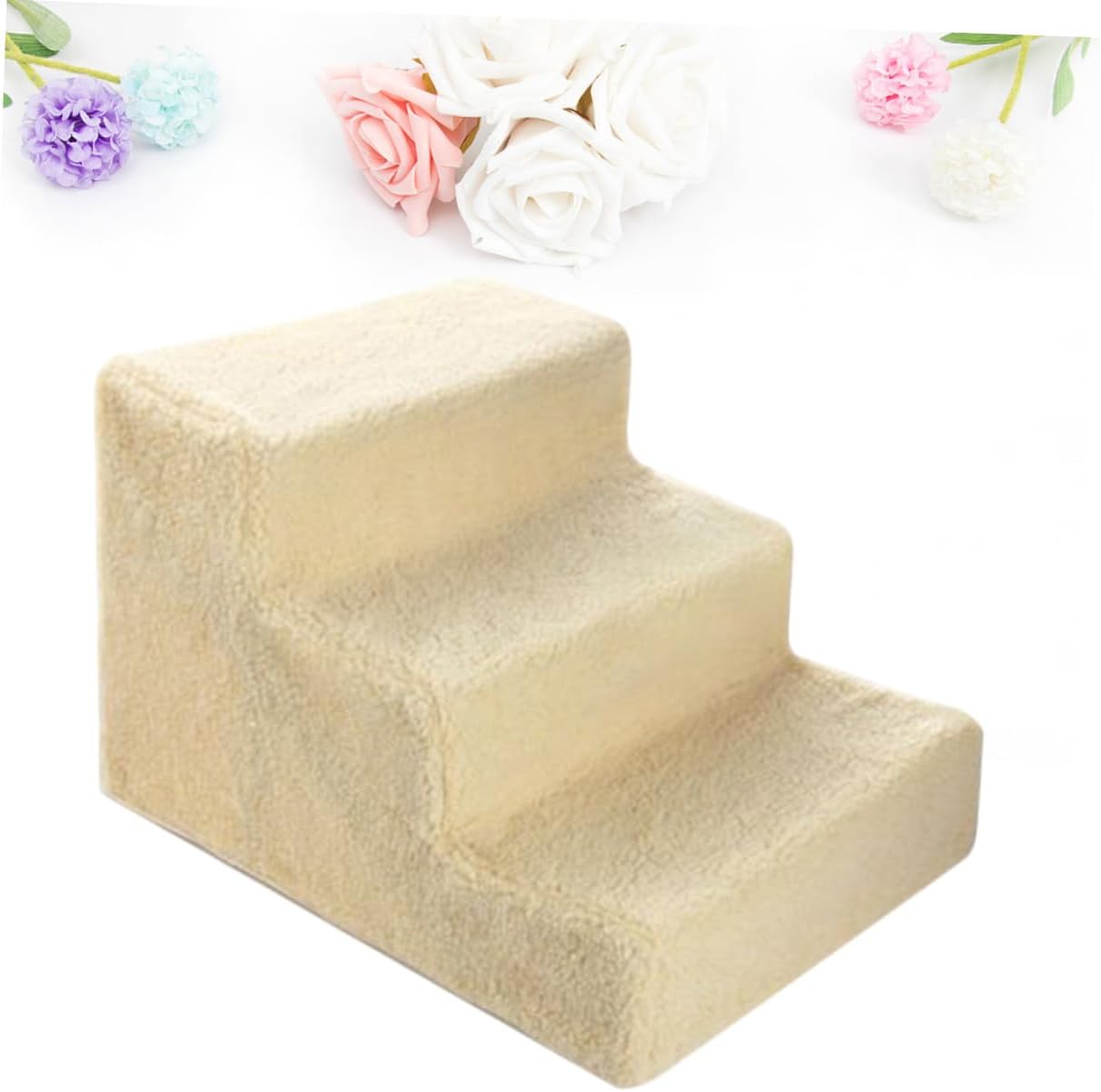 Kisangel Practical Pet Climbing Stairs for Dogs and Cats Easy Assembly Plastic Pet Ladder Non-Slip Design Beige Color for Indoor Use