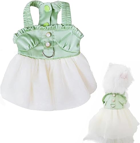 Anelekor - Vestidos de princesa para cachorros, ropa para perro, ropa de verano para perritos, preciosa falda de encaje sin mangas de piña para