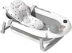 Banheira Dobrável Com Termí´metro E Almofada Cinza Yuupi