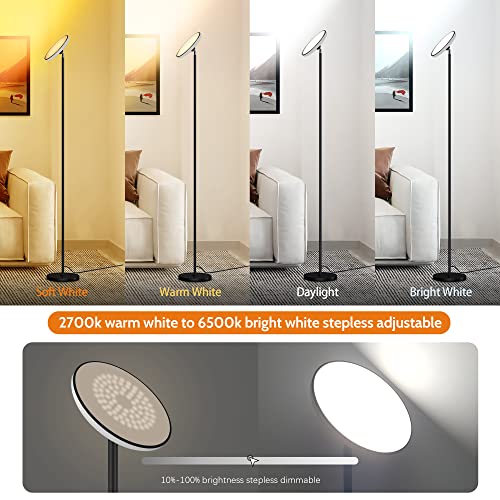 Floor Lamp,42W 3200Lm Bright Torchiere Sky Modern Led Lamps,Tall Standing Pole Light With Remote,5 Color Temperatures Dimmable,85% Energy Saving,Memory & Timer,For Living Room,Bedroom,Office(Black) #TOP3