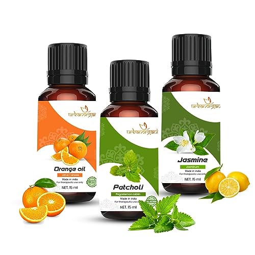 Image of Pure Combo Of 3 Essential oil For Hair & Skin Natural Therapeutic Grade & Undiluted Oil 15ML (Orange-Patchouli-Jasmine)