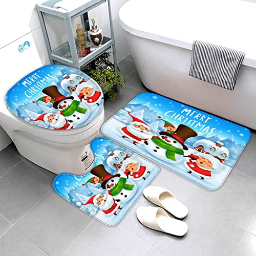 Badematten Set 3D 40x60 Weihnachten absorbierend 3-teiliges Badezimmerteppich-Set maschinenwaschbare weich badteppich… – Bild 5