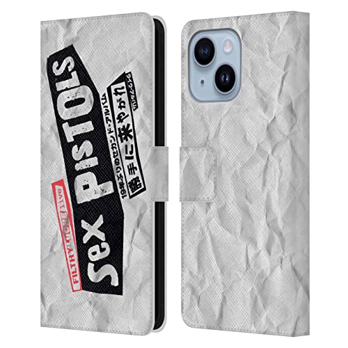 Étui cuir iPhone 14 Plus Sex Pistols idéal pour les fans de rock en concert et au quotidien