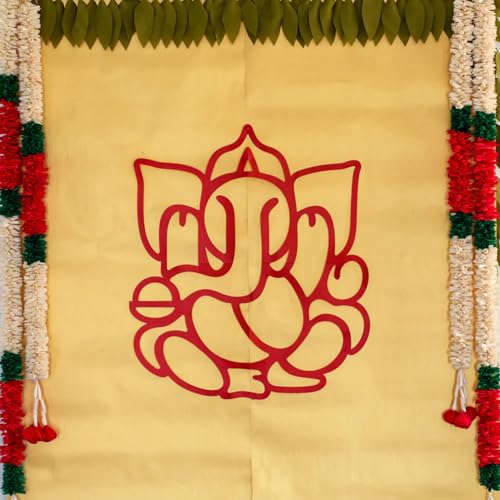 Image of Desi Favors Red Huge Lord Ganesh Cutouts | Indian DIY Backdrop Decorations | Ganapati Pooja Backdrop Decoration | Indian Goodes Cultures Events | Traditional Cutout | 27x23 inch (Pack of 2)