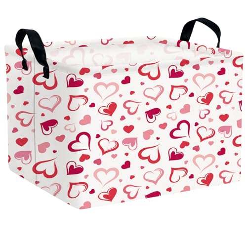 Image of Cute Heart Valentine's Day Basket Gifts Empty Storage Basket for Kid and Baby Room Decor (Red Hollow Solid Heart)