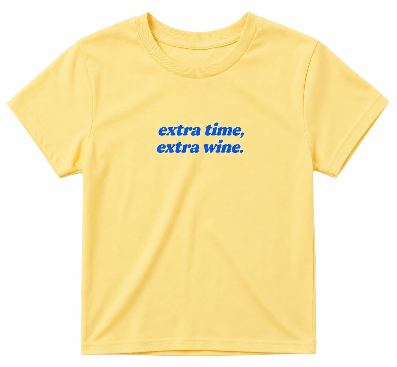 Sanfran Clothing Extra Time, Extra Wine Baby Tee T-Shirt Top World Football Shirt England Scotland Country Team 2026 Soccer Womens Flag Varsity Shirt Yellow Haze (Blue Text) - Medium