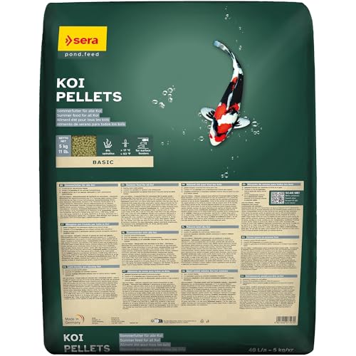 sera koi pellets 40 L 5 KG | alimento de Verano con un 4% de espirulina para Kois | gránulos flotantes Que Mantienen su Forma en el Agua | para el Uso a temperaturas del Agua Superiores a 17 °C