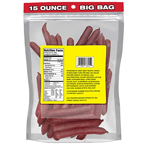 Image of Old Trapper Deli-Style Beef Sticks, Teriyaki Flavor, 15-Ounce Package, Great for On-the-Go Snacking, Six Grams of Protein and Less Than One Gram of Sugar per Serving (Pack of One) (Pack of 2)