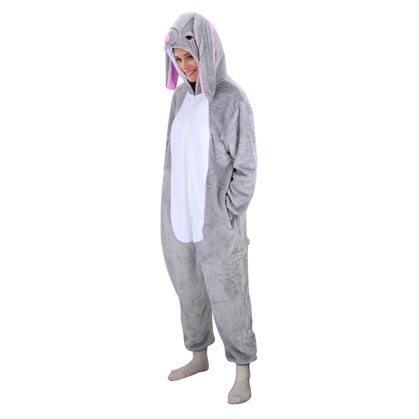 Kigurumi de conejo y pijama de dibujos animados con capucha para hombre y mujer 8