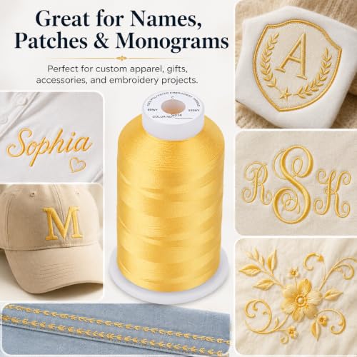 Image of Simthread 5500Yds /5000M 40WT Polyester Embroidery Thread Butternut S024 | High-yardage 5000M spool offers smooth feeding and stable 40WT polyester thread for home and commercial embroidery machines.
