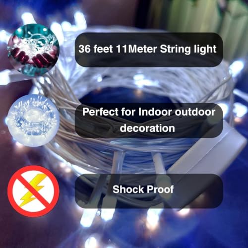 Image of One94Store LED Pixel String Light Pack of 10 - 36 Ft Copper Wire Fairy Lights, Bright White Decorative Lights for Diwali Decoration, Home Decor, Pooja, Festival, Christmas, Wedding & Party