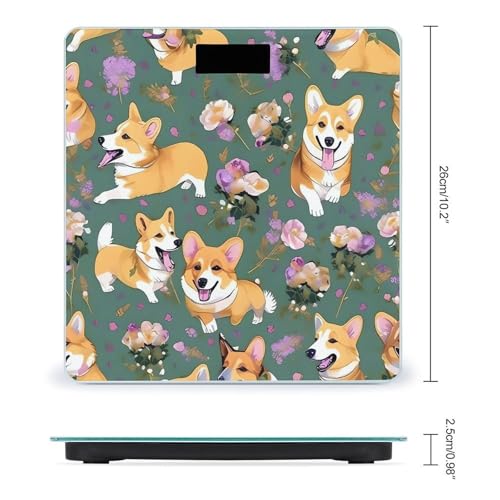 Báscula digital Corgi Floral Flowers para baño con vidrio templado miniatura 2