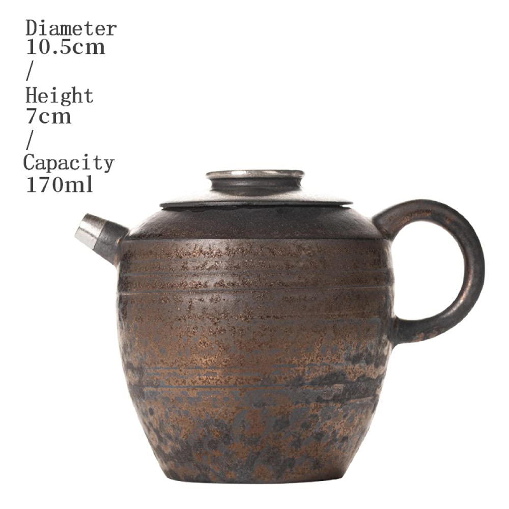 Tetera Juego De Té Teapot Tetera De Té Tea Kettle China Kung Fu Silver Bronce Cerámica Tetera De Cerámica 170Ml De Gres Dorado Dorado Tetera Kung Fu Juego De Té