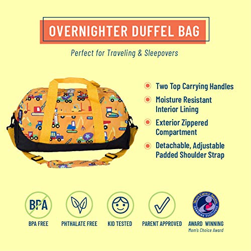 Wildkin Kids Overnighter Duffel Bags For Boys & Girls, Perfect For Early Elementary Sleepovers Duffel Bag For Kids, Carry-On Size & Ideal For School Or Overnight Travel Bag (Under Construction) #TOP1