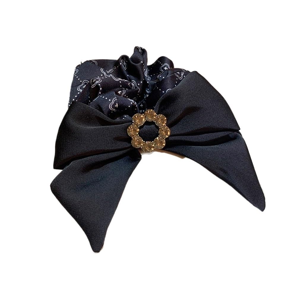 Hair Accessories With Low Floral Smoothness And Good Textureprinted Large Intestine Circle Rhinestone Bow(D)