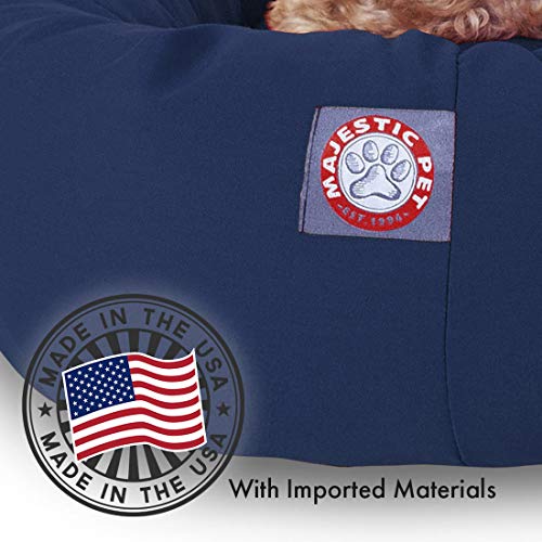 Image of Majestic Pet 40 Inch Poly-Cotton Sherpa Calming Dog Bed Washable - Cozy Soft Round Dog Bed with Spine for Head Support - Fluffy Donut Dog Bed 40x29x9 (inch) - Round Pet Bed Large - Navy Blue
