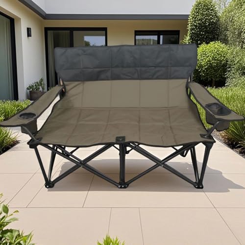 Chaise double de camping pliable portable siege exterieur pelouse plage piscine