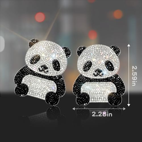 Image of 2Pcs Bling Panda Rhinestone Stickers Car Stickers and Decals for Women Bling Car Accessories Cover Scratches Mobile Phones Tablets Computers Notepads Water Cups Stickers Decals and Decorations