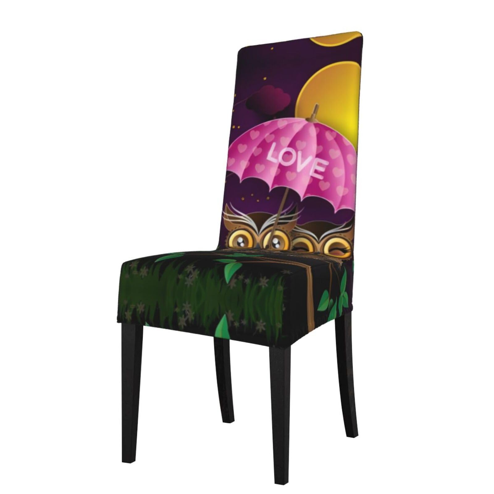 Hlsbssl Black Owl Printed Dining Chair Covers, Fully Enclosed, Removable And Washable, Suitable For Family Banquets And Celebrations