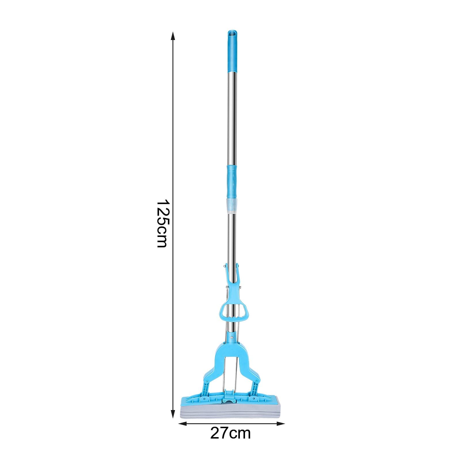 Mopa de esponja autoescurrida, cabezales de esponja superabsorbentes, mango telescópico, ideal para suelos de madera dura, cocina, baño y dormitorio