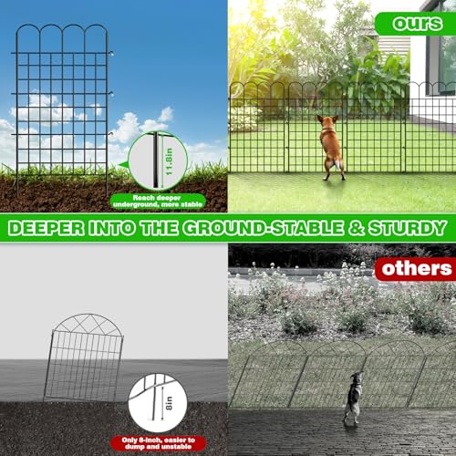 12 Panels Tall Decorative Garden Fence, 40 in(H) X 26 ft(L) No Dig Garden Dog Fence Animal Barrier, Rustproof Metal Wire Panel Border Fencing for Yard, Flower Vegetable Bed, Patio and Outdoor Decor