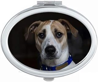 Dog Pet Animal Dark Picture Mirror Portable Fold Hand Makeup Double Side Glasses