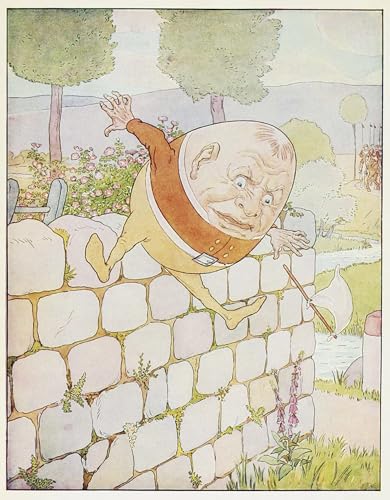PMEFGJDPE Dipinti Famosi Arte su Tela Pittura Astratta Humpty Dumpty tuvo una gran caída de un libro ilustrado de rimas infantiles de Leonard leslie brooke per Decorazioni per la Casa 60x90cm