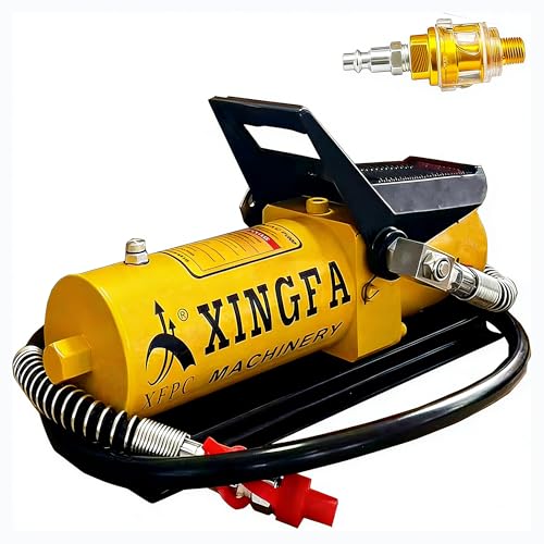 Image of Air Hydraulic Pump 10,000 PSI 0.45 Gal Reservoir NPT 3 /8 inch Oil Outlet, NPT 1 /4 inch Inlet, Hydraulic Pump Air Hydraulic Foot Pump Made of Aluminum with Air Line Lubricator, Yellow