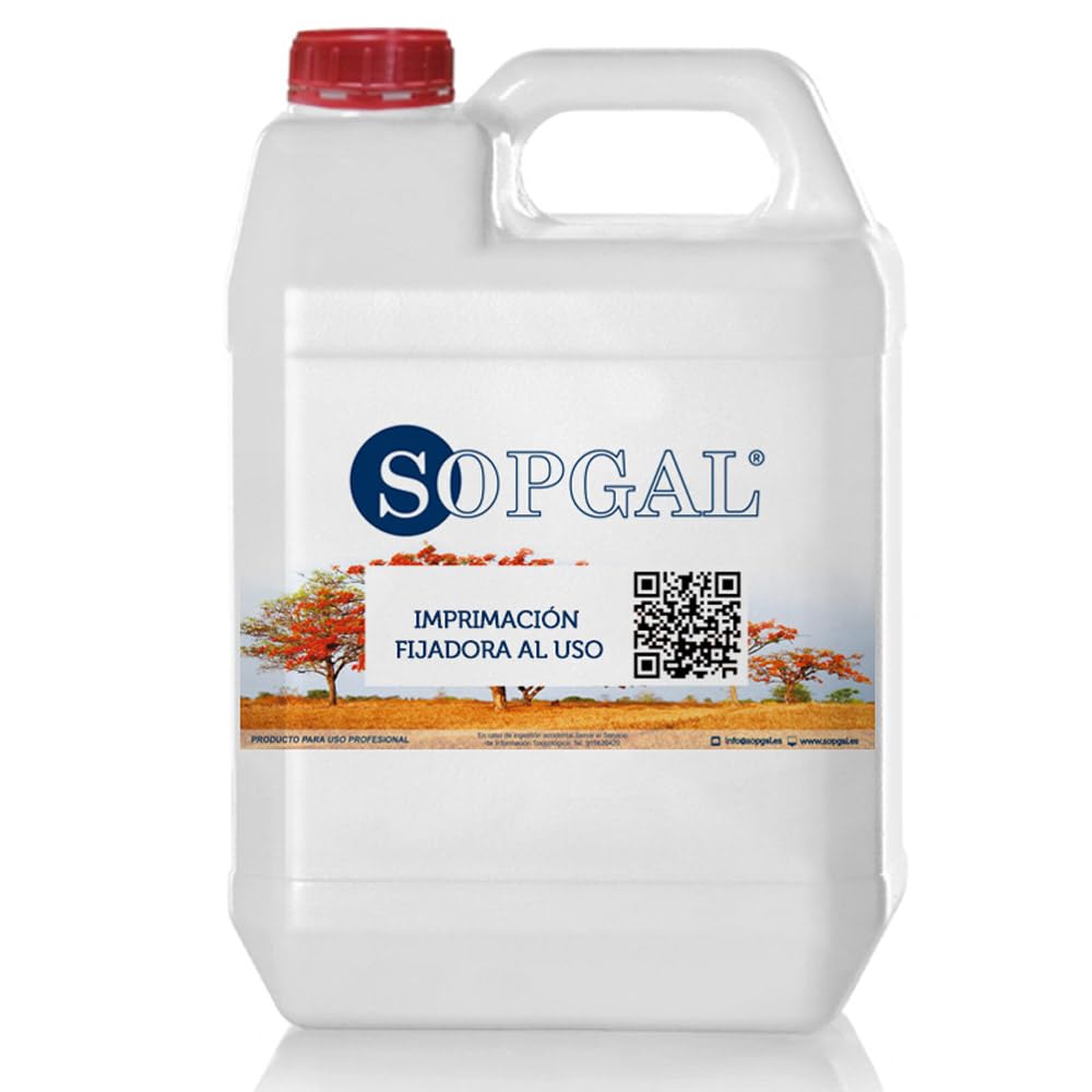 Sopgal Sellador Fijador Listo al Uso 5L Paredes y Fachadas Antes de Pintar | Imprimación de uso directo. Mejora la adherencia de pinturas y barnices sobre yeso, hormigón y escayola antes de pintar.
