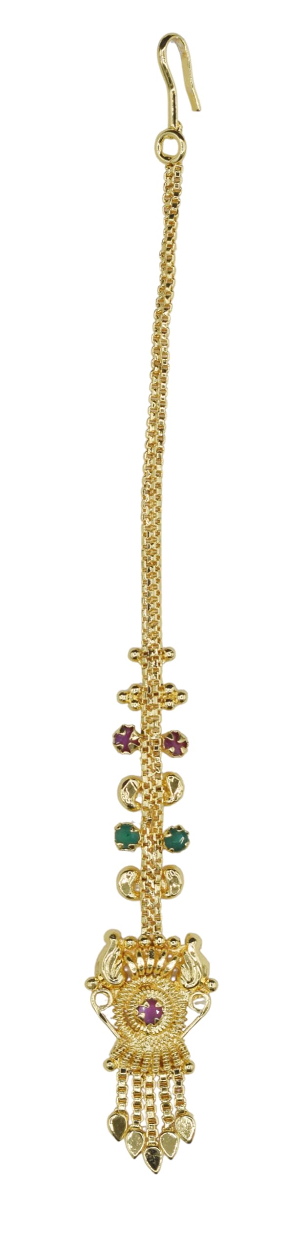 gvg plating works GVG gold plated Papidi Billa or Maang Tikka with ruby and emerald stones tikka for women No-106-picture-44