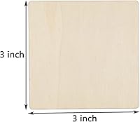 Vista 3 de 20 piezas de madera sin terminar, cuadradas de 7,6 x 7,6 centímetros, rodajas naturales en blanco para manualidades, pintura, fichas de Scrabble