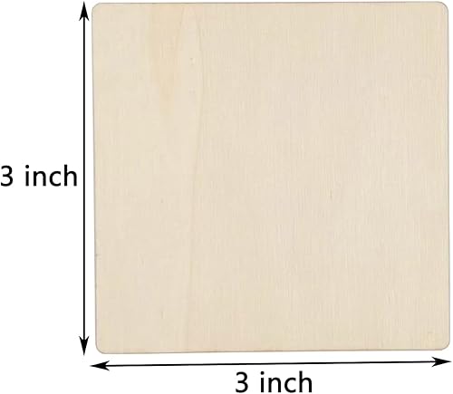 Miniatura 3 de 20 piezas de madera sin terminar, cuadradas de 7,6 x 7,6 centímetros, rodajas naturales en blanco para manualidades, pintura, fichas de Scrabble