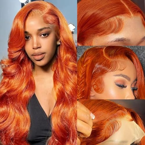 KTOOYKE 26 Inch 13x6 Ginger Lace Front Wigs Human Hair